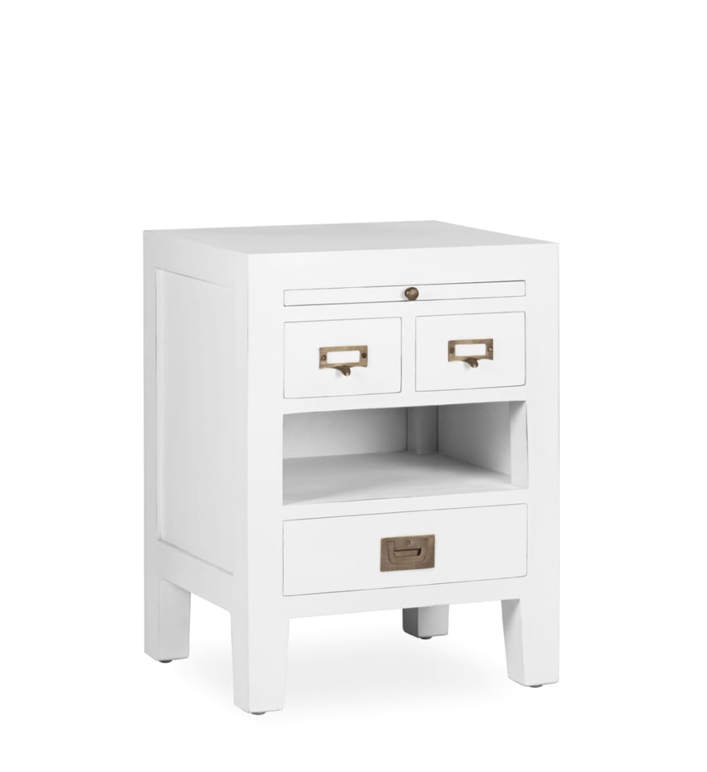Table de chevet en bois de mindi blanc L 45 cm