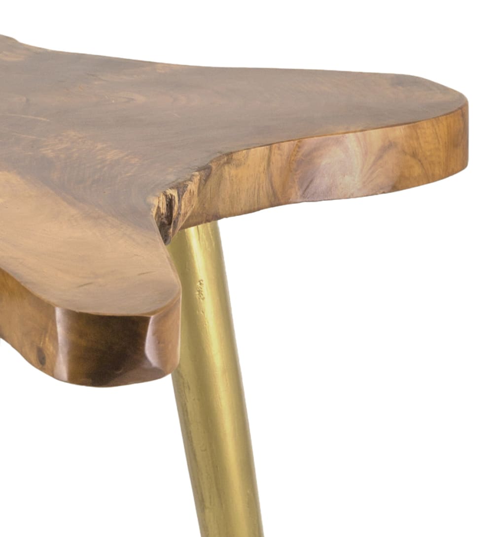 Mesa auxiliar de madera de teca marrón y dorado anch. 60 cm - Maisons du Monde