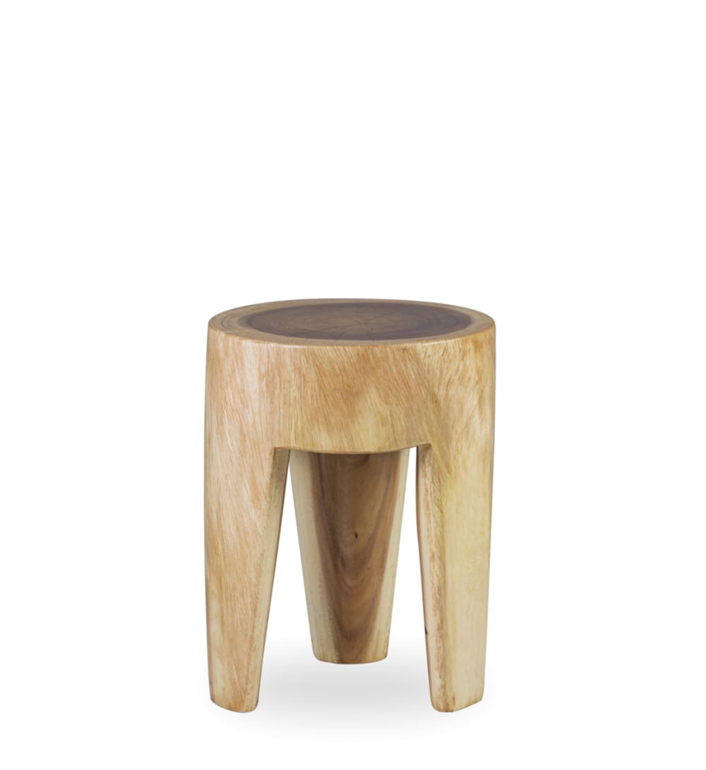 MOYCOR Tabouret en bois de suar beige style campagne Beige Bois - 35x45x35cm