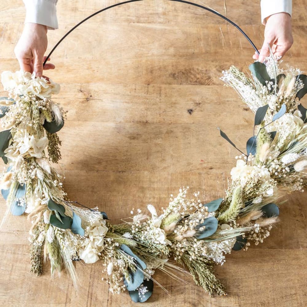 Couronne de fleurs séchées Henriette Diamètre 50cm