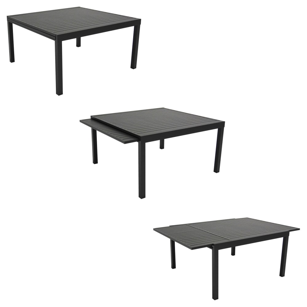 Salon de jardin table 140/200cm aluminium anthracite et gris - Maisons du Monde