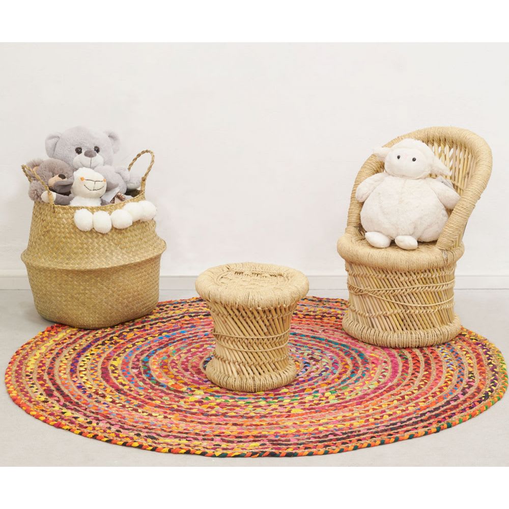 Fauteuil et tabouret pour enfant en roseau (lot de 2) (Aubry Gaspard) - Image 2