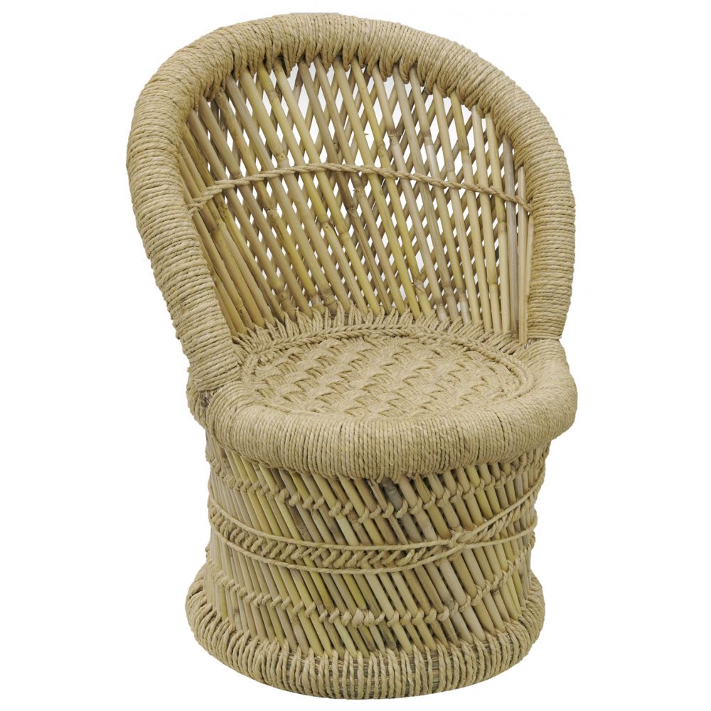 Fauteuil et tabouret pour enfant en roseau (lot de 2) (Aubry Gaspard) - Image 3