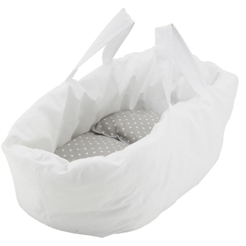 Berceau de poupée en osier buff tissu gris (Aubry Gaspard) - Image 3