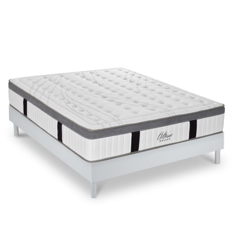 Ensemble matelas à mémoire de forme et sommier en kit blanc 160x200