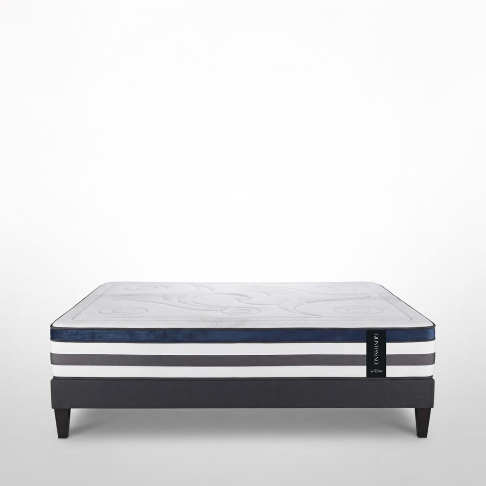 Ensemble matelas mémoire h30 sommier gris anthracite 140x200