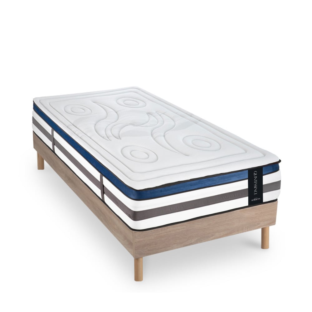 Maison Aubertin Ensemble matelas mémoire h30 sommier 90x190 style classique chic Marron Tissu