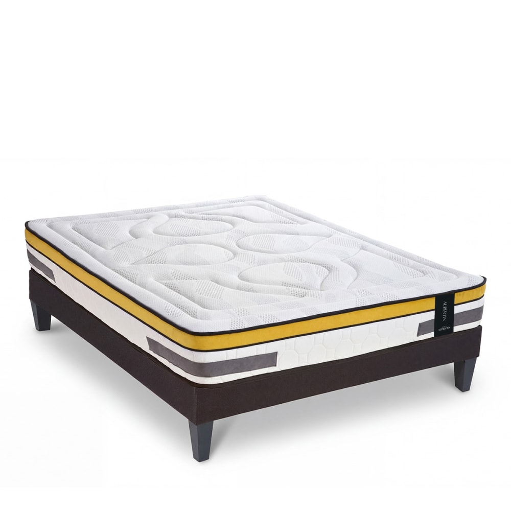 Ensemble matelas ressorts mémoire h24 sommier gris blanc 140x190 Ensemble matelas ressorts mémoire h24 sommier gris blanc 140x190