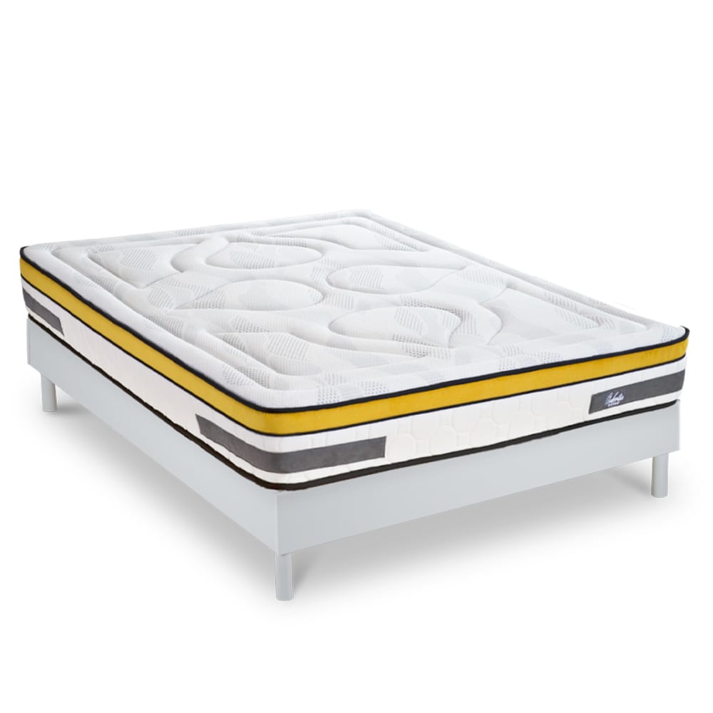 Ensemble matelas ressorts mémoire h24 sommier blanc 140x200 Ensemble matelas ressorts mémoire h24 sommier blanc 140x200