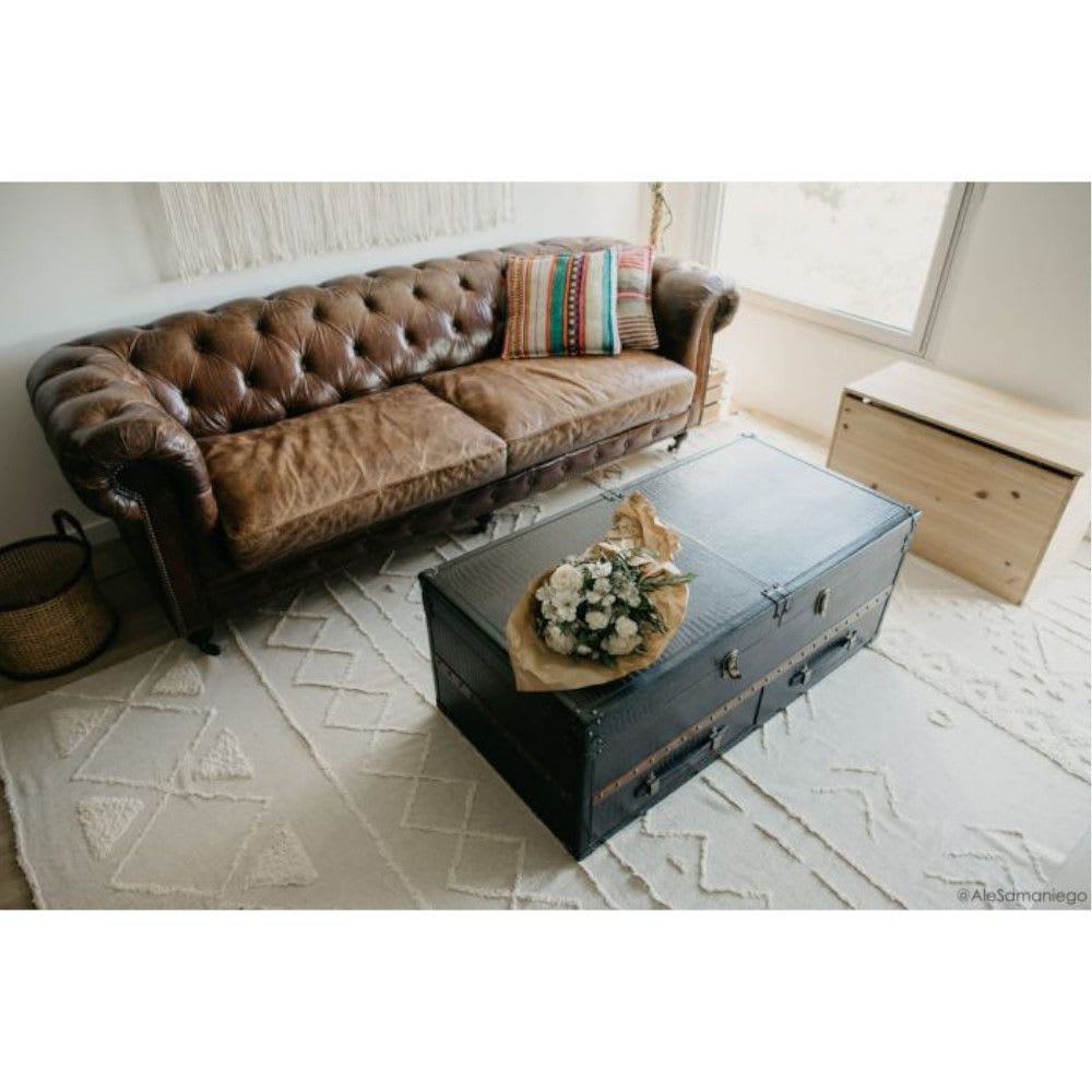 Tapis ethnique berbère en coton olive 170x240 — vue 3