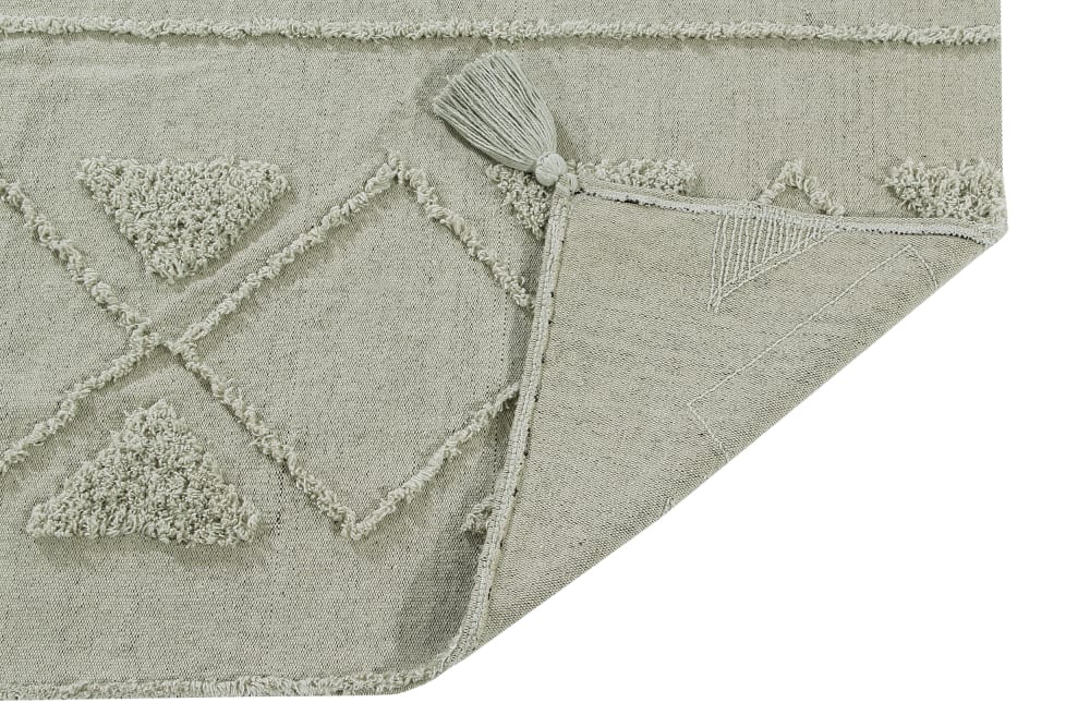 Tapis ethnique berbère en coton olive 170x240 — vue 4