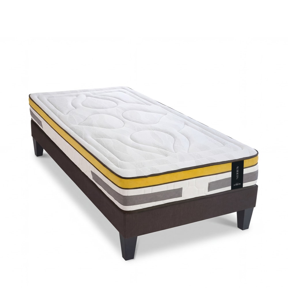 Ensemble matelas ressorts mémoire h24 sommier gris blanc 90x190 Ensemble matelas ressorts mémoire h24 sommier gris blanc 90x190