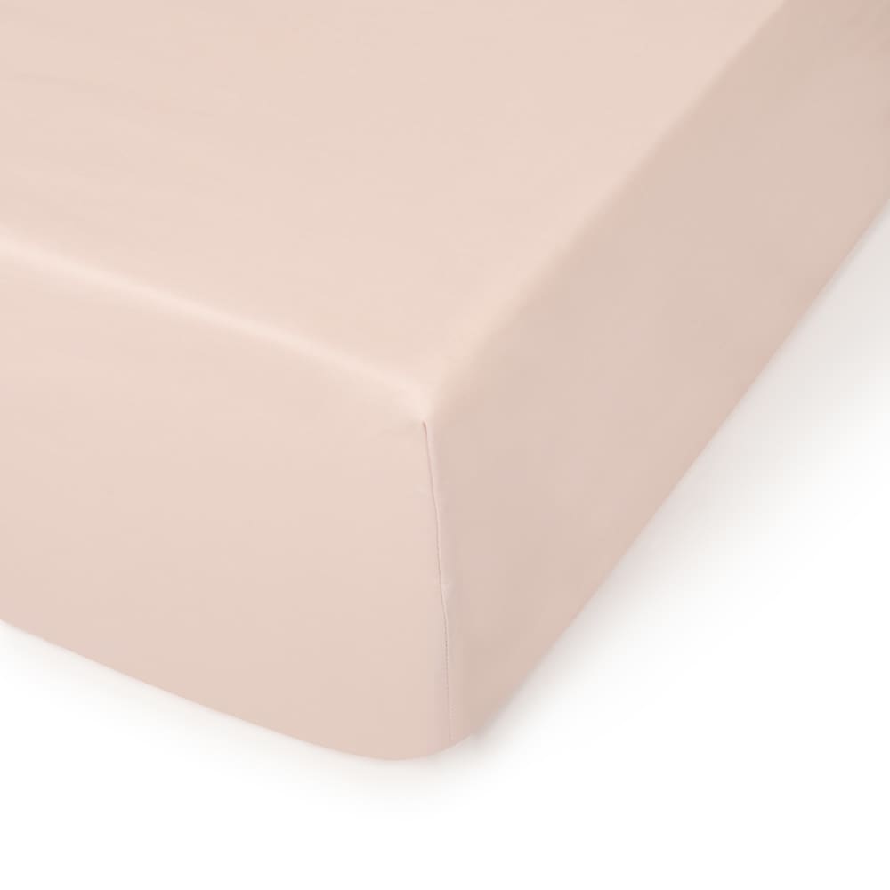 Sábana bajera de algodón orgánico ajustable color rosa. Cama 150-160cm