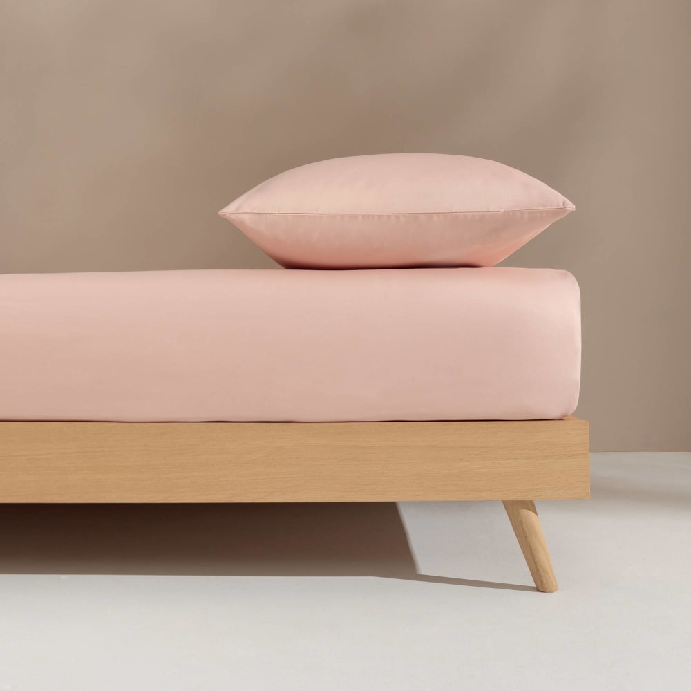 Sábana bajera de algodón orgánico ajustable color rosa. Cama 150-160cm - Maisons du Monde