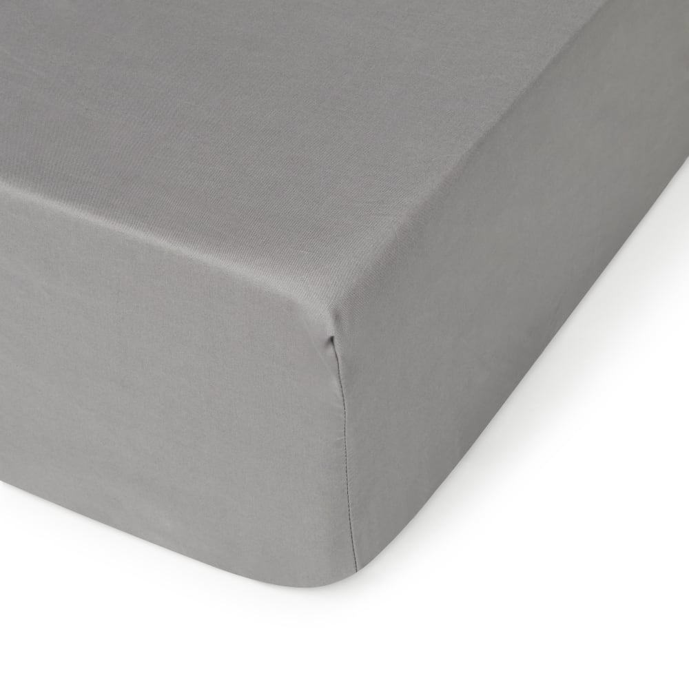 Sábana bajera de algodón orgánico ajustable gris ceniza.cama 135-140cm