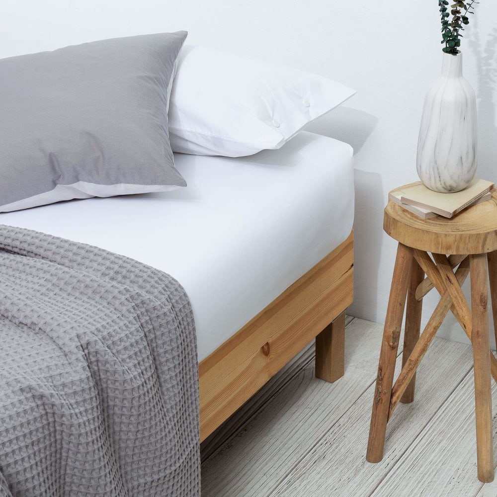 Sábana bajera de algodón orgánico sin gomas blanco. Cama 180-200cm - Maisons du Monde