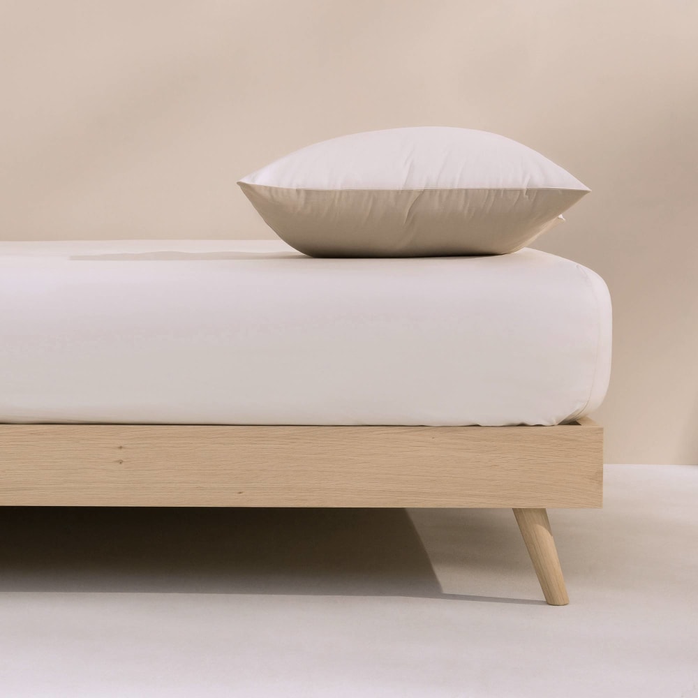 Sábana bajera de algodón orgánico ajustable gris piedra.cama 135-140cm - Maisons du Monde