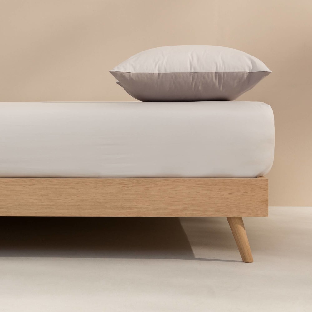 Sábana bajera de algodón orgánico ajustable gris claro. Cama 80-90cm - Maisons du Monde