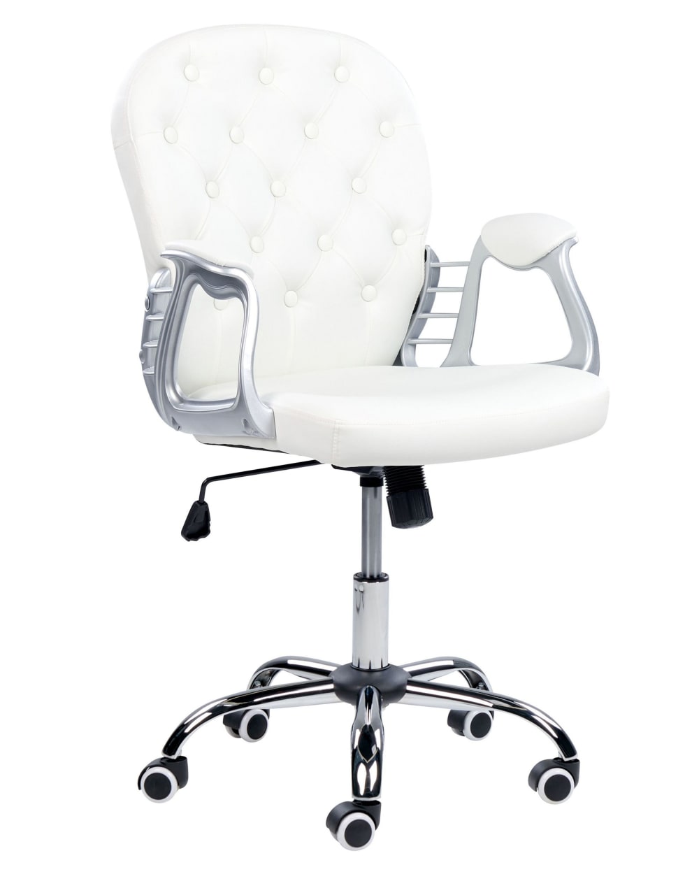 Beliani Bürostuhl aus Kunstleder 98-108 cm, weiß style classic chic - Pvc - Polyvinlychlorid