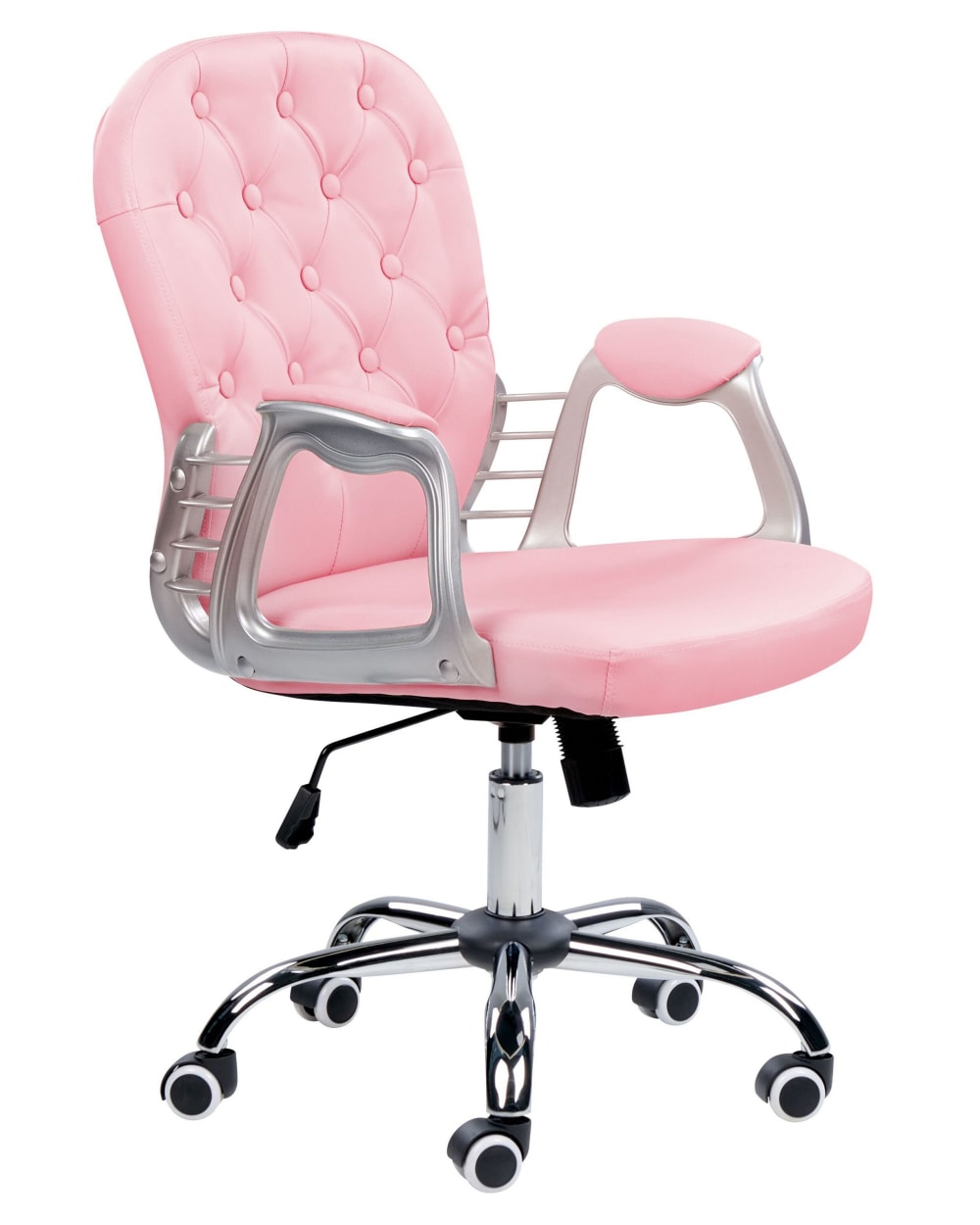 Beliani Schreibtischstuhl aus Kunstleder 93-103 cm, rosa style classic chic - Pvc - Polyvinlychlorid