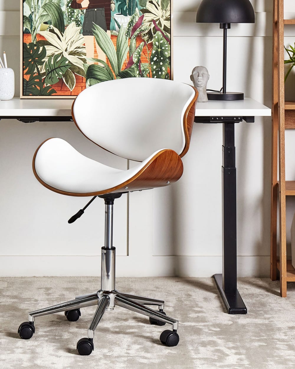 Chaise de bureau cuir pu blanc