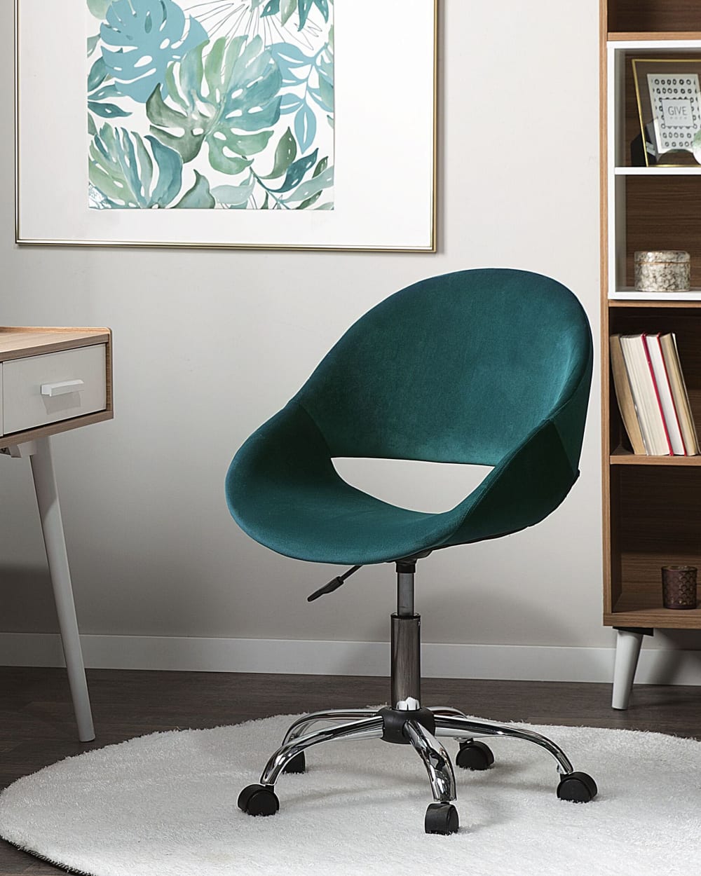 Chaise de bureau velours vert émeraude
