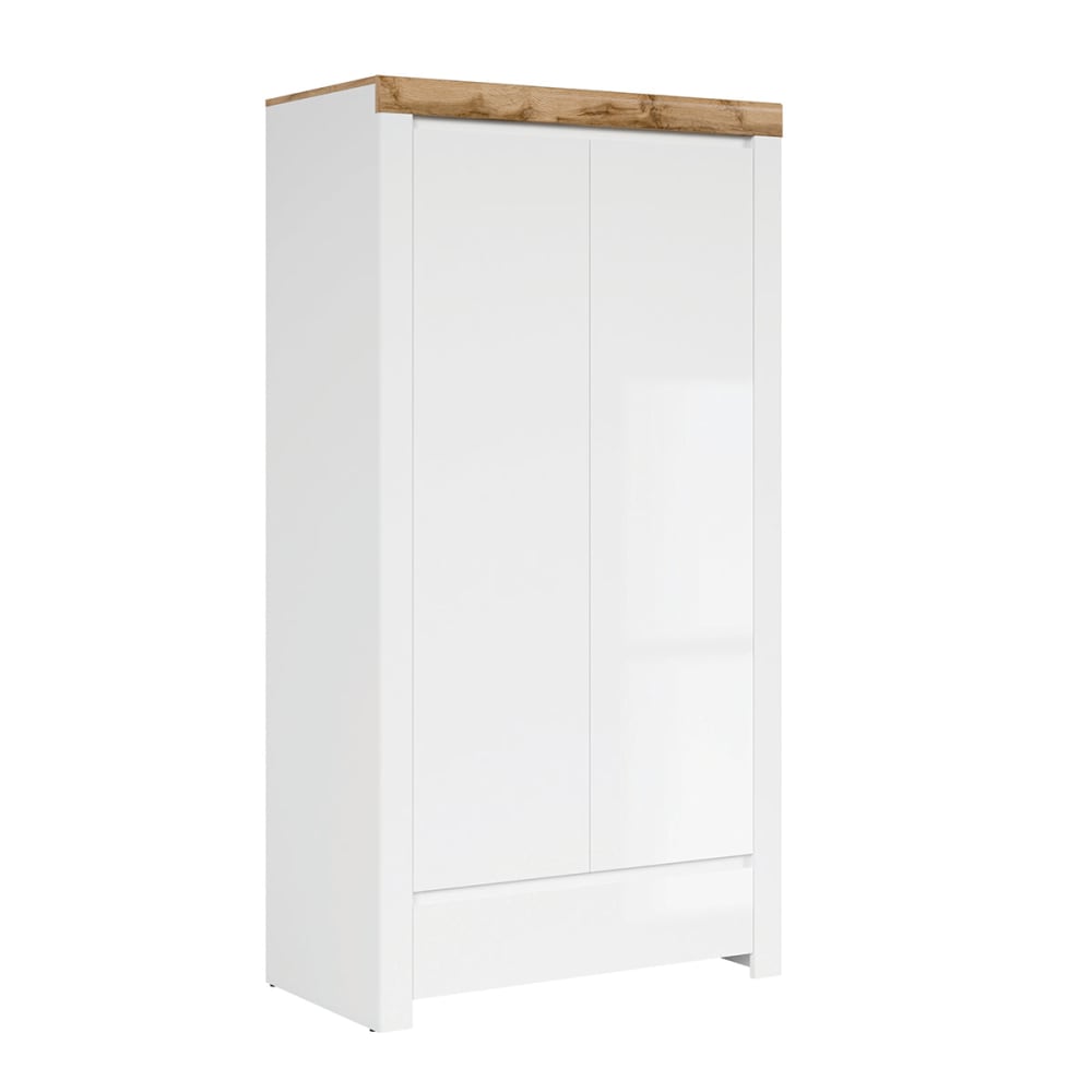 Armoire 2 portes 1 tiroir blanche et naturelle Armoire 2 portes 1 tiroir blanche et naturelle