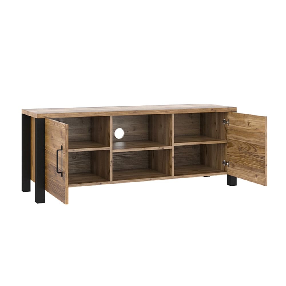 Meuble tv 2 portes 147 cm panneaux agglomérés stratifiés noir