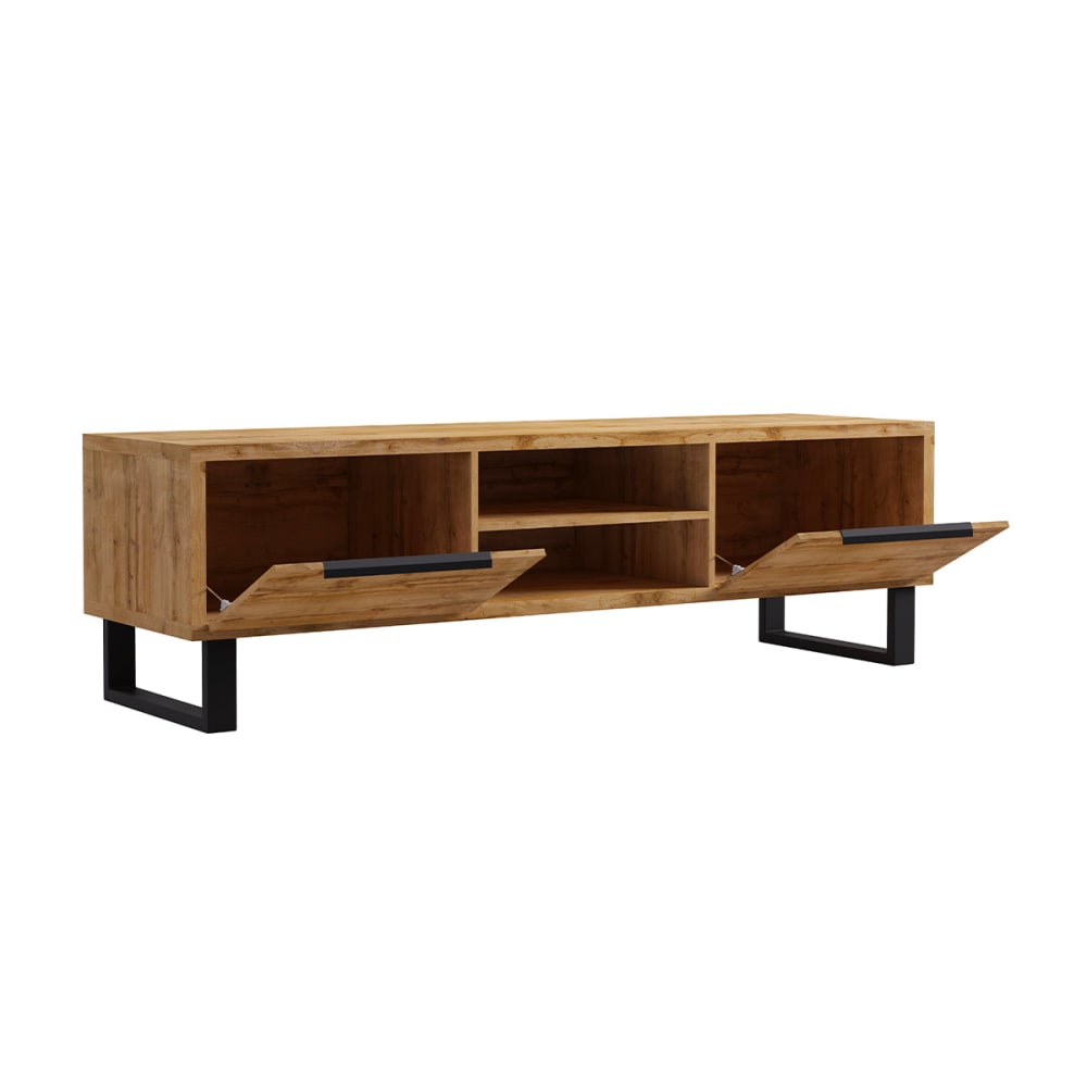 Meuble tv 2 tiroirs 180 cm panneaux agglomérés stratifiés marron - Maisons du Monde