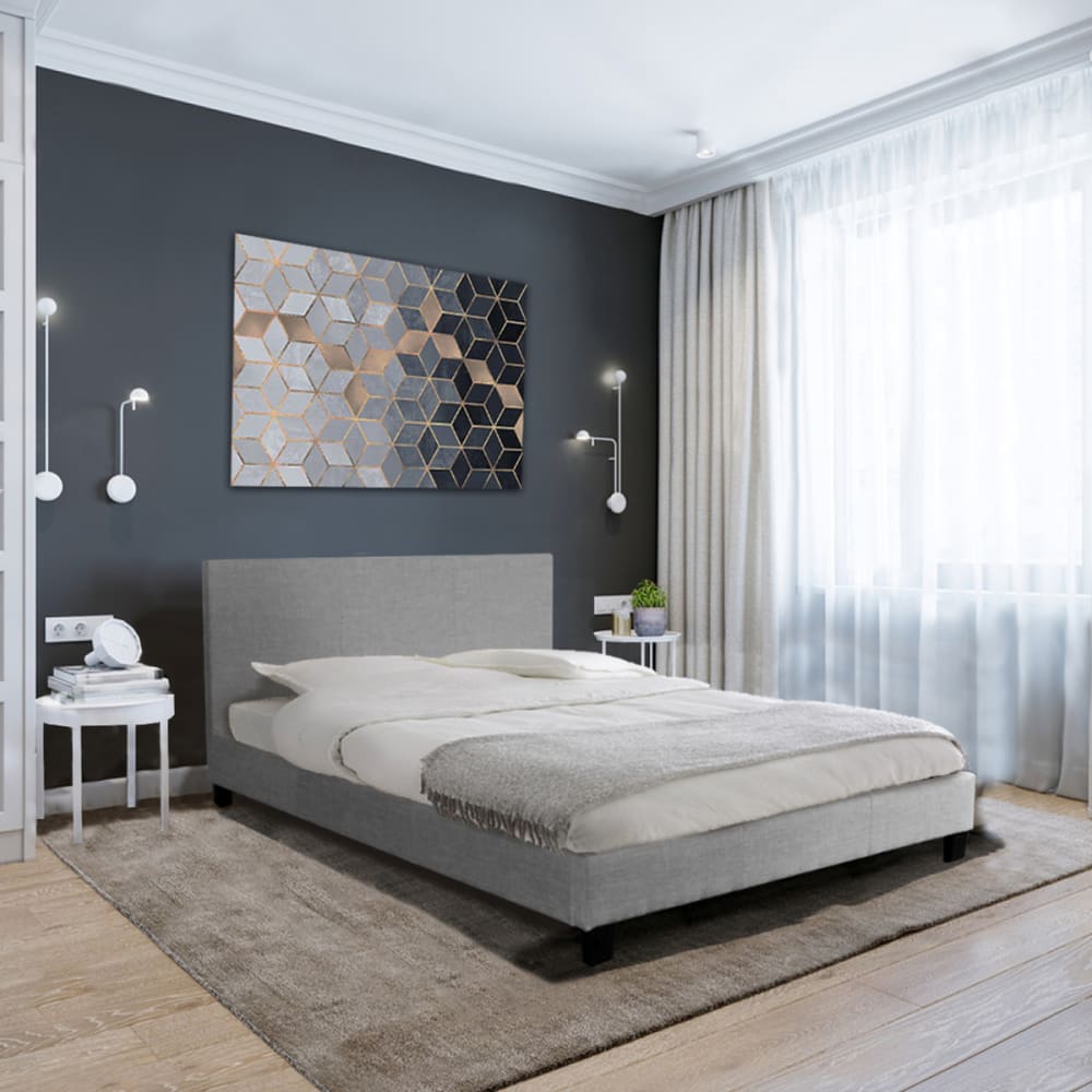 Lit avec sommier, gris clair, 160x200 cm - Maisons du Monde