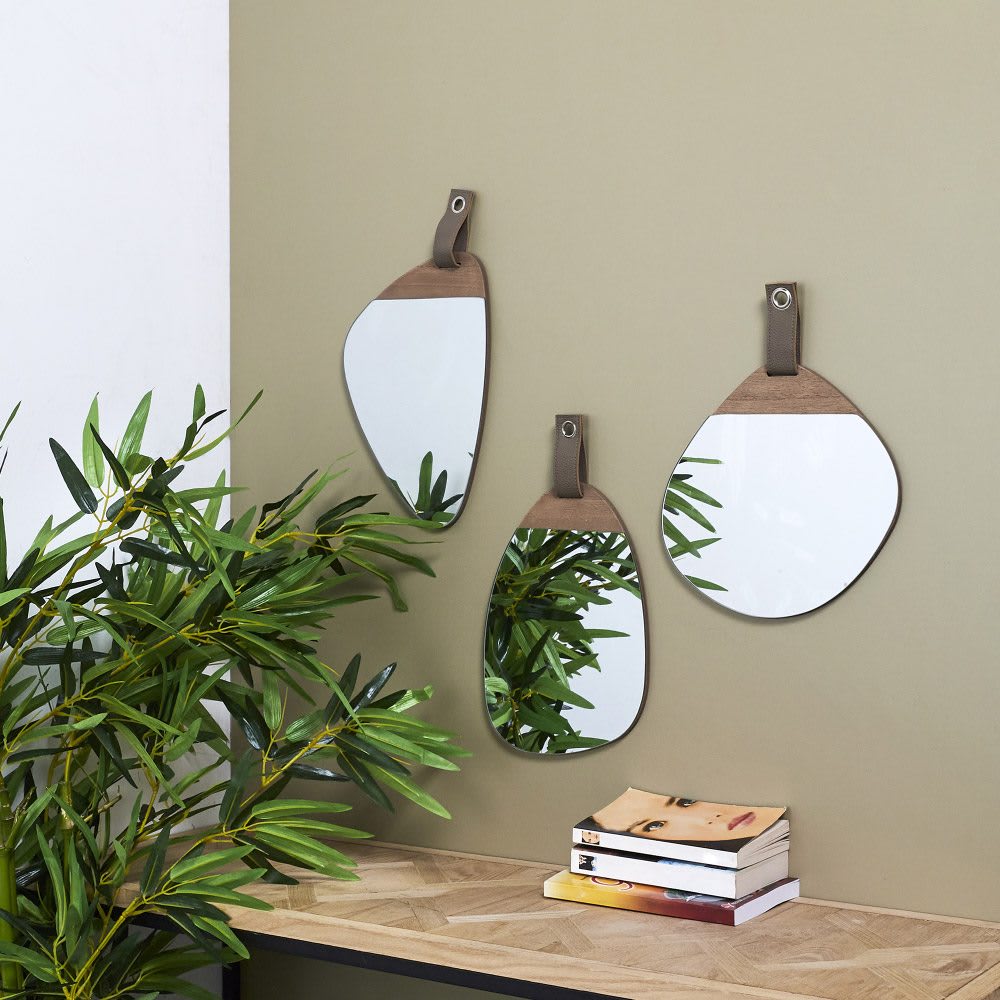 Miroir galet bois 25x25cm - Maisons du Monde