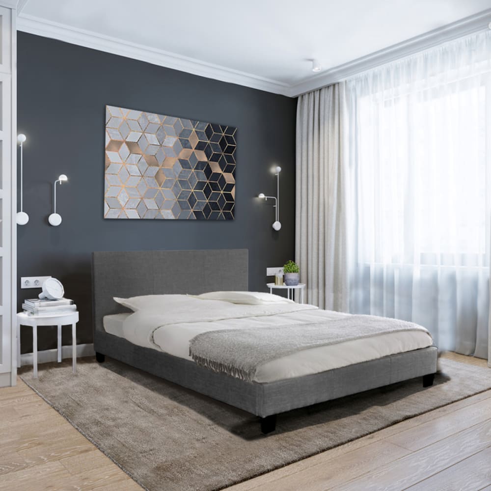 Lit avec sommier, gris foncé, 140x190 cm