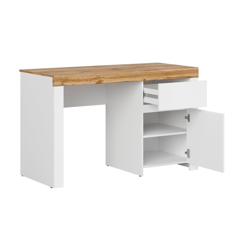 Bureau 1 porte 1 tiroir panneaux agglomérés stratifiés blanc