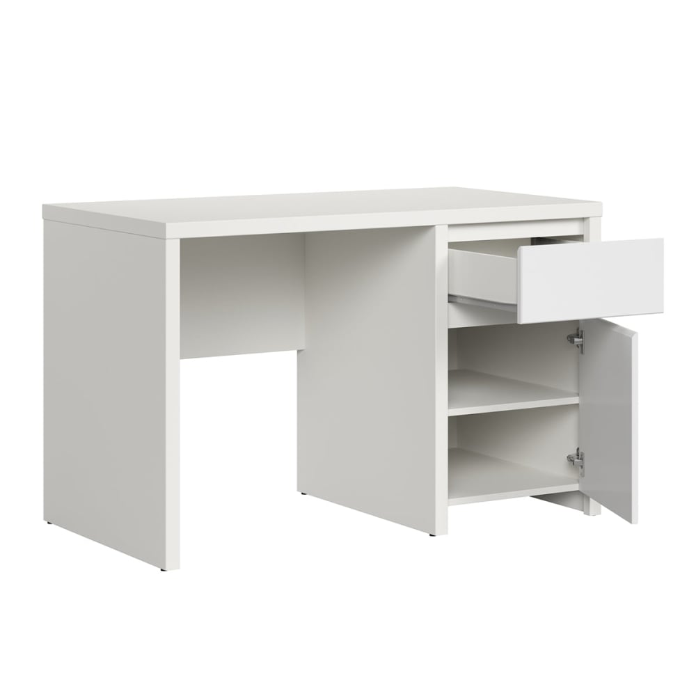 Bureau 1 porte 1 tiroir panneaux agglomérés stratifiés blanc - Maisons du Monde