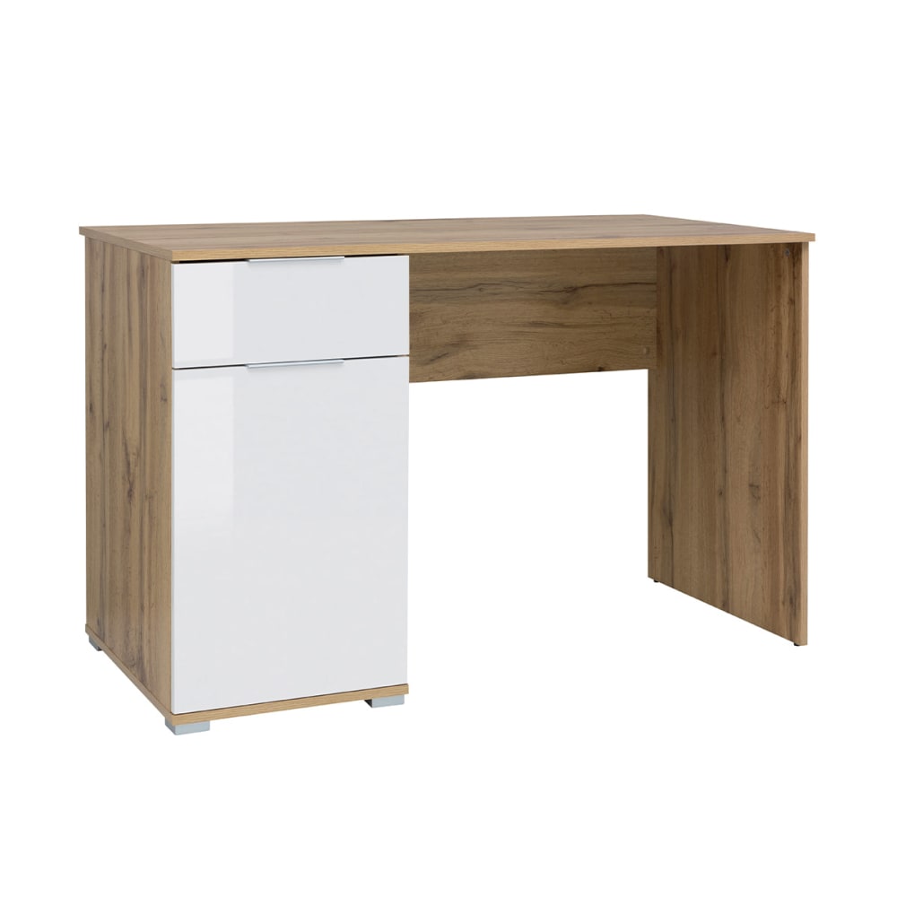 Petits meubles Bureau 1 porte 1 tiroir panneaux agglomérés stratifiés blanc Blanc Panneau De Particules - 120x76x60cm