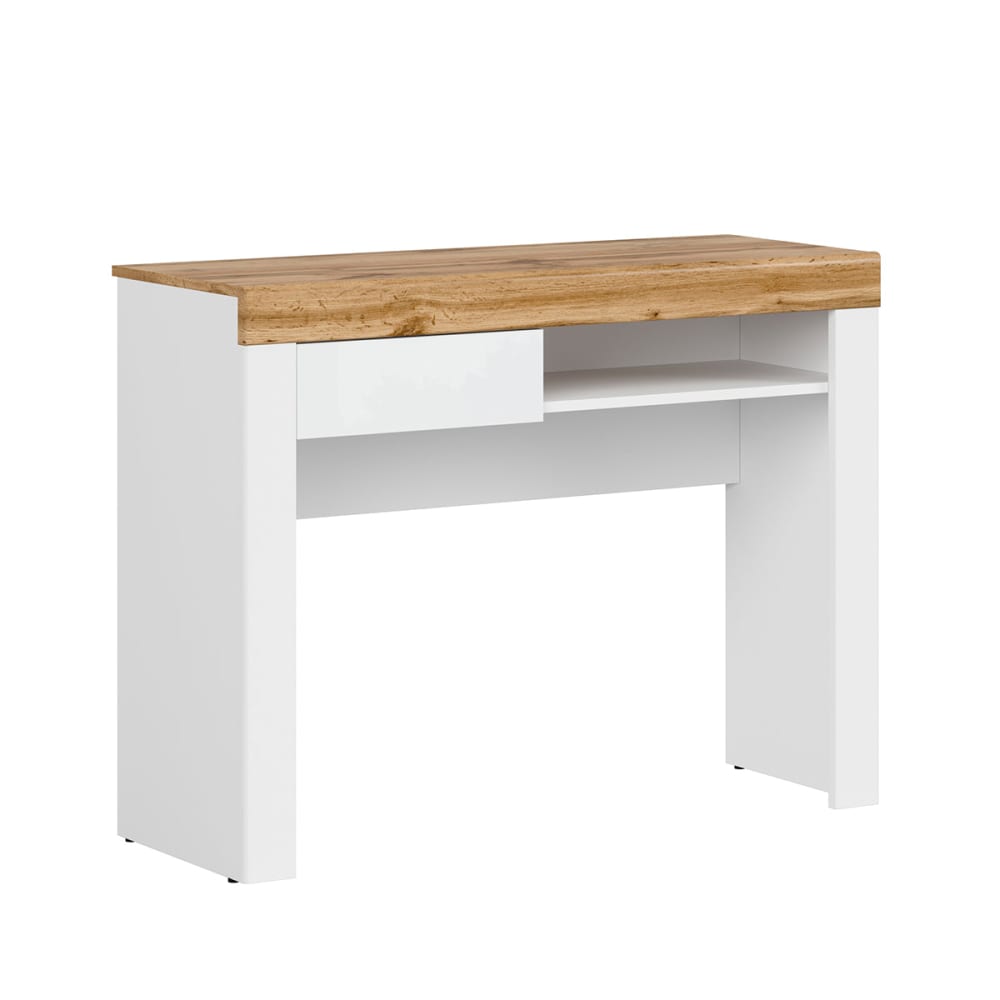 Petits meubles Console bureau 1 tiroir panneaux agglomérés stratifiés blanc Blanc Panneau De Particules - 106x82x40cm