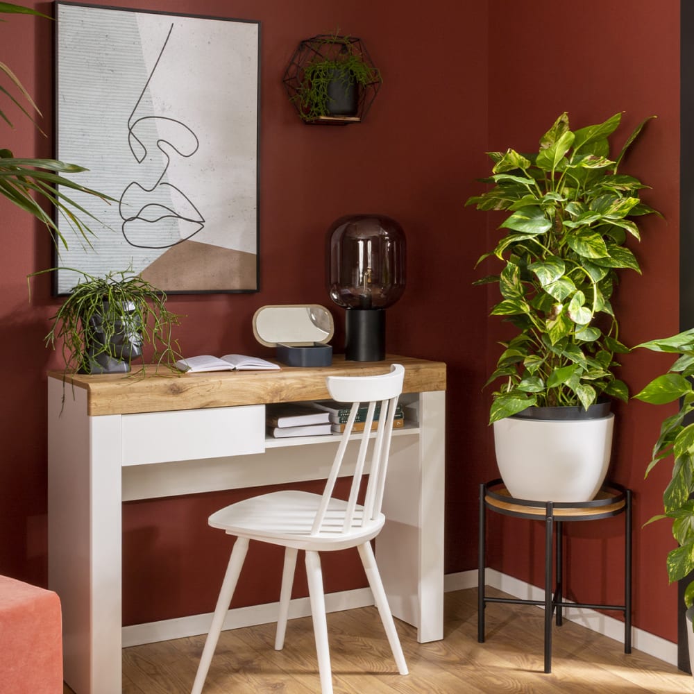 Console bureau 1 tiroir panneaux agglomérés stratifiés blanc - Maisons du Monde