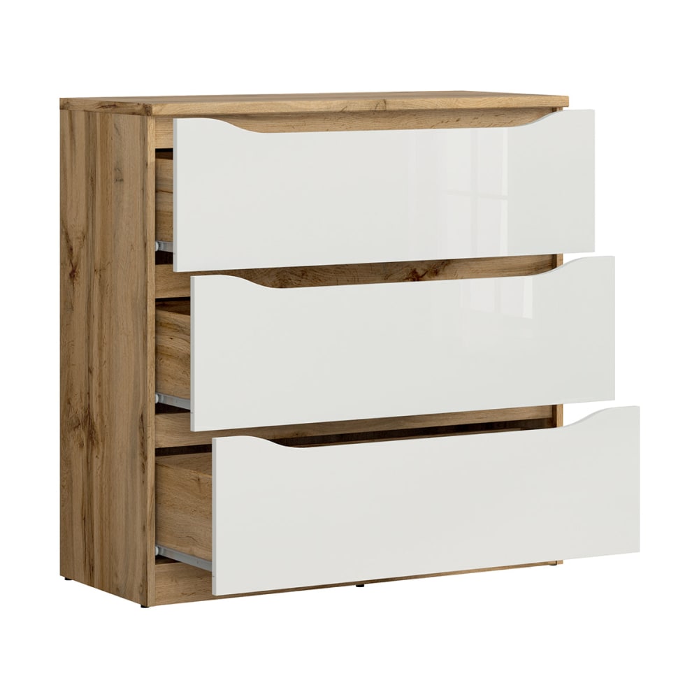 Commode 3 tiroirs blanche et naturelle - Maisons du Monde