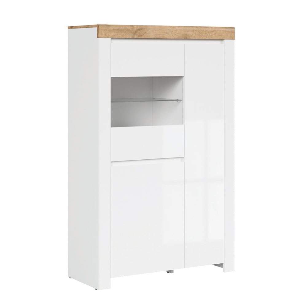 Vitrine 3 portes blanche et naturelle Vitrine 3 portes blanche et naturelle