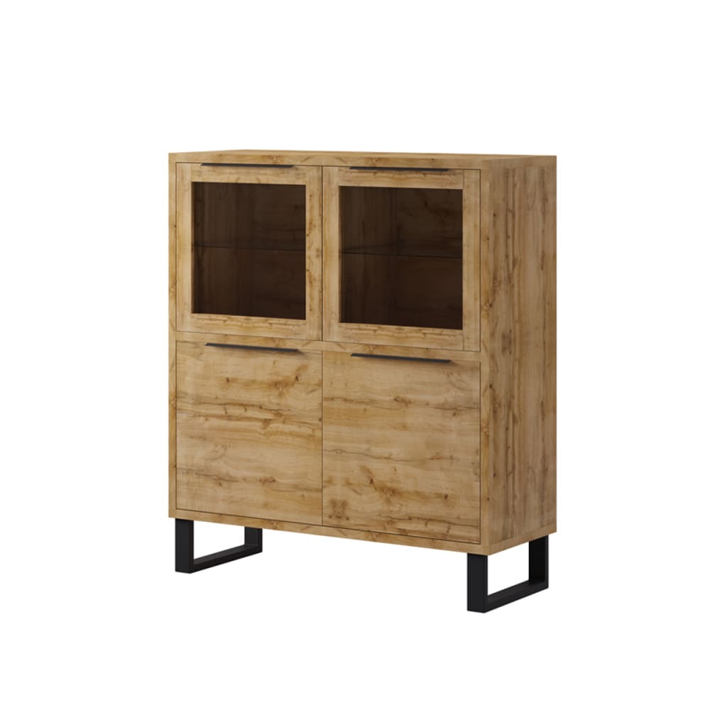 Vaisselier 4 portes stratifiés beige et métal