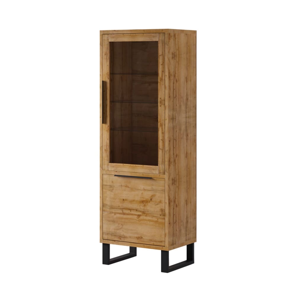 Vitrine 2 portes naturelle et metal