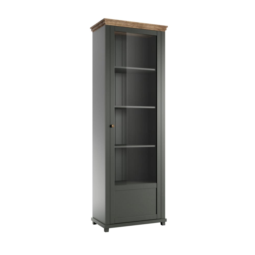 Petits meubles Vitrine 1 Tür rechts öffnend Spanplatten Grün und Holz Grün Spanplatte