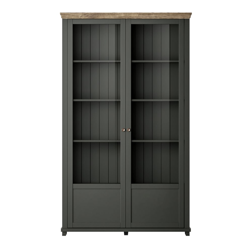 Vaisselier 2 portes stratifiés vert et bois