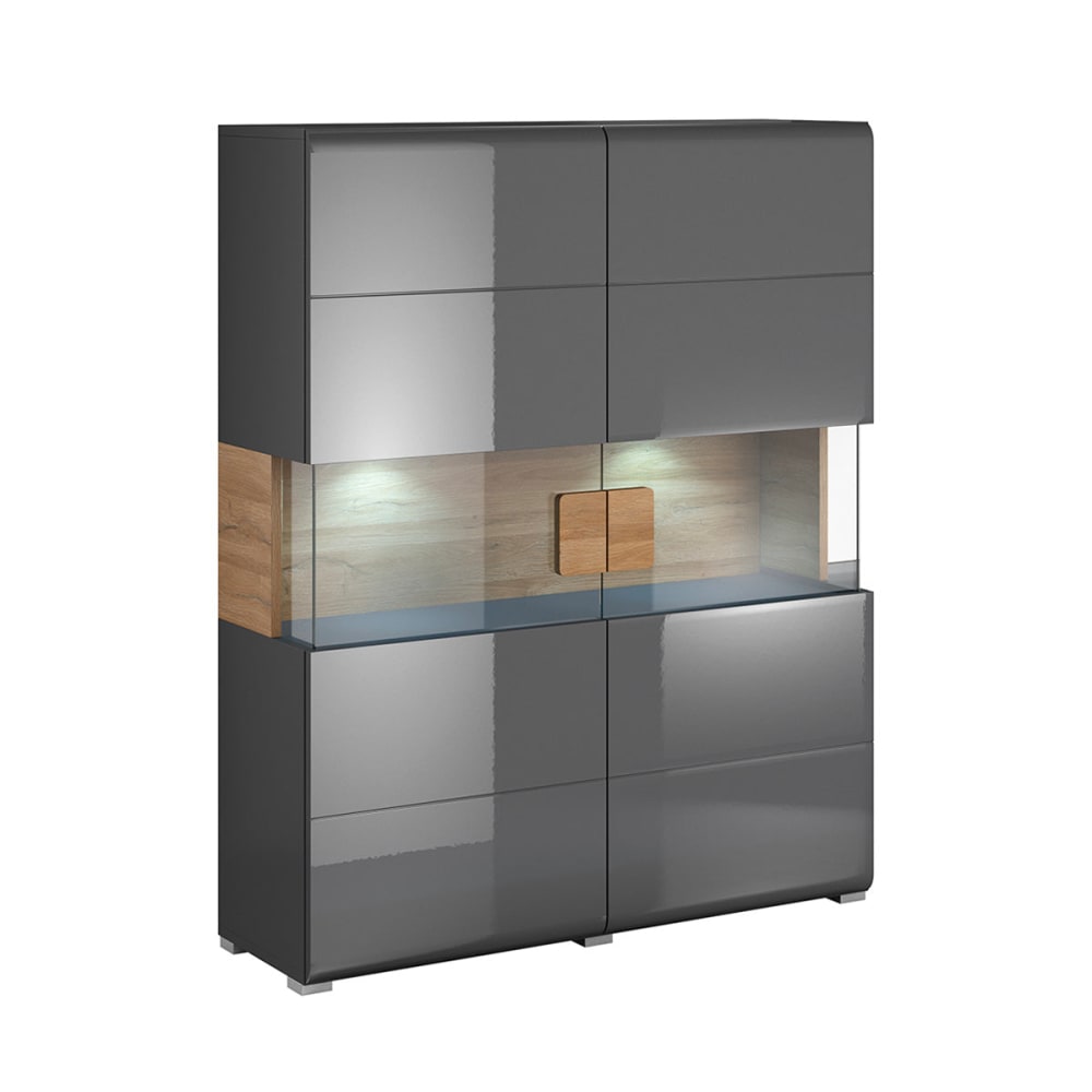 Vaisselier 2 portes avec led panneaux agglomérés stratifiés gris