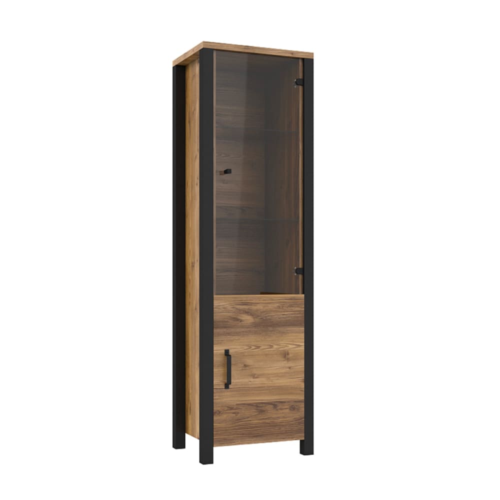 Petits meubles 2-türige Vitrine Laminierte Spanplatten Holz und Schwarz Braun Spanplatte