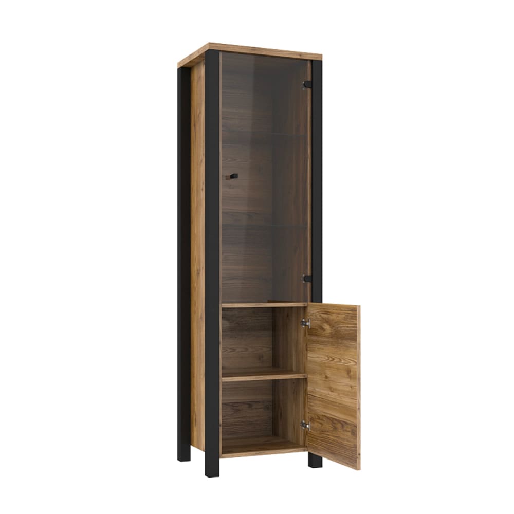2-türige Vitrine Laminierte Spanplatten Holz und Schwarz -