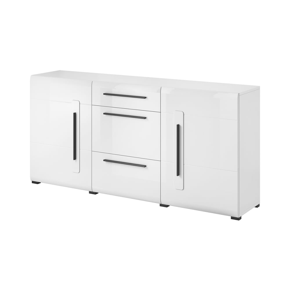 Buffet 2 portes 3 tiroirs stratifiés blanc