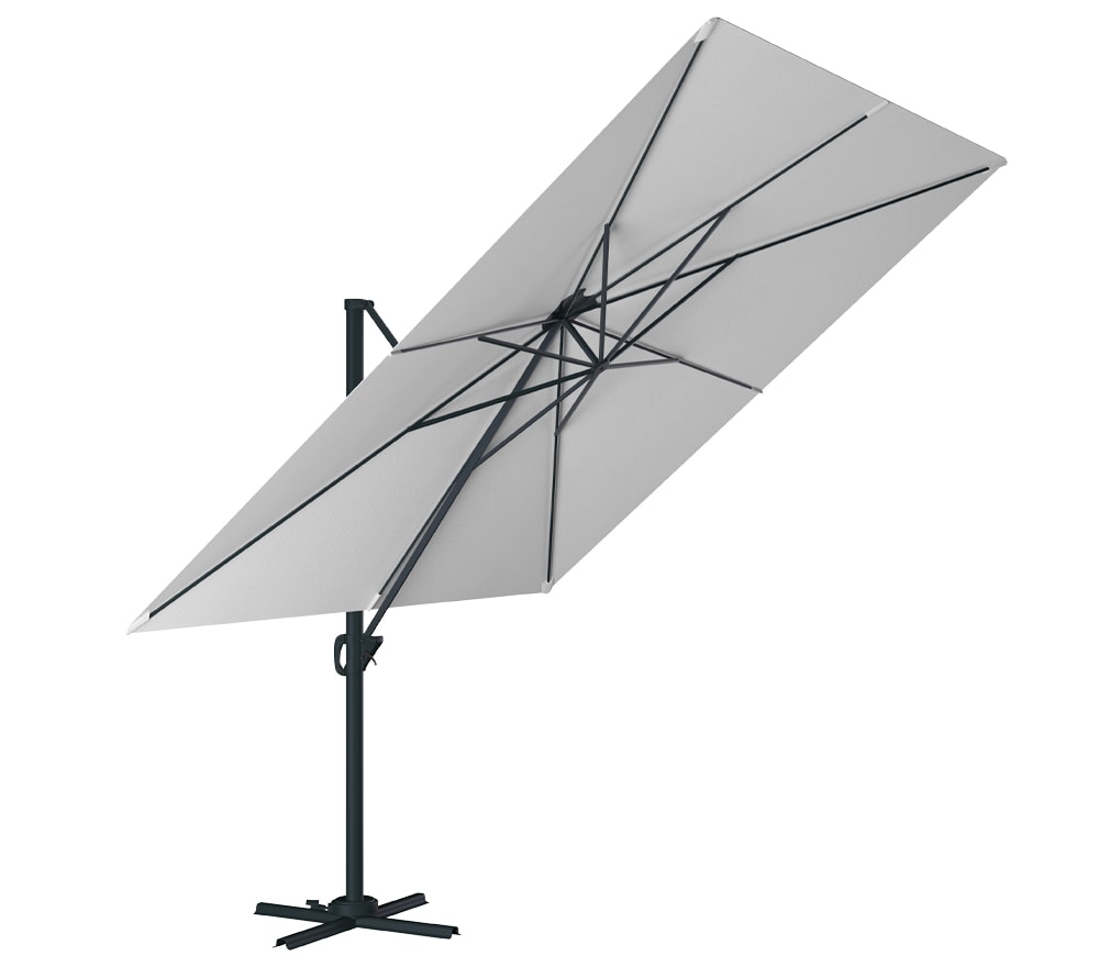 Parasol déporté 3x3m en aluminium gris perle