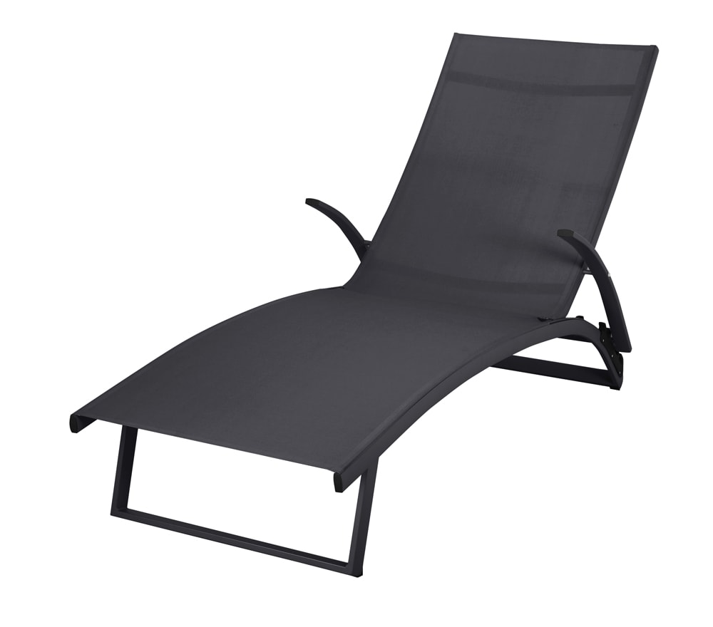 Lot de 2 bains de soleil en aluminium gris anthracite