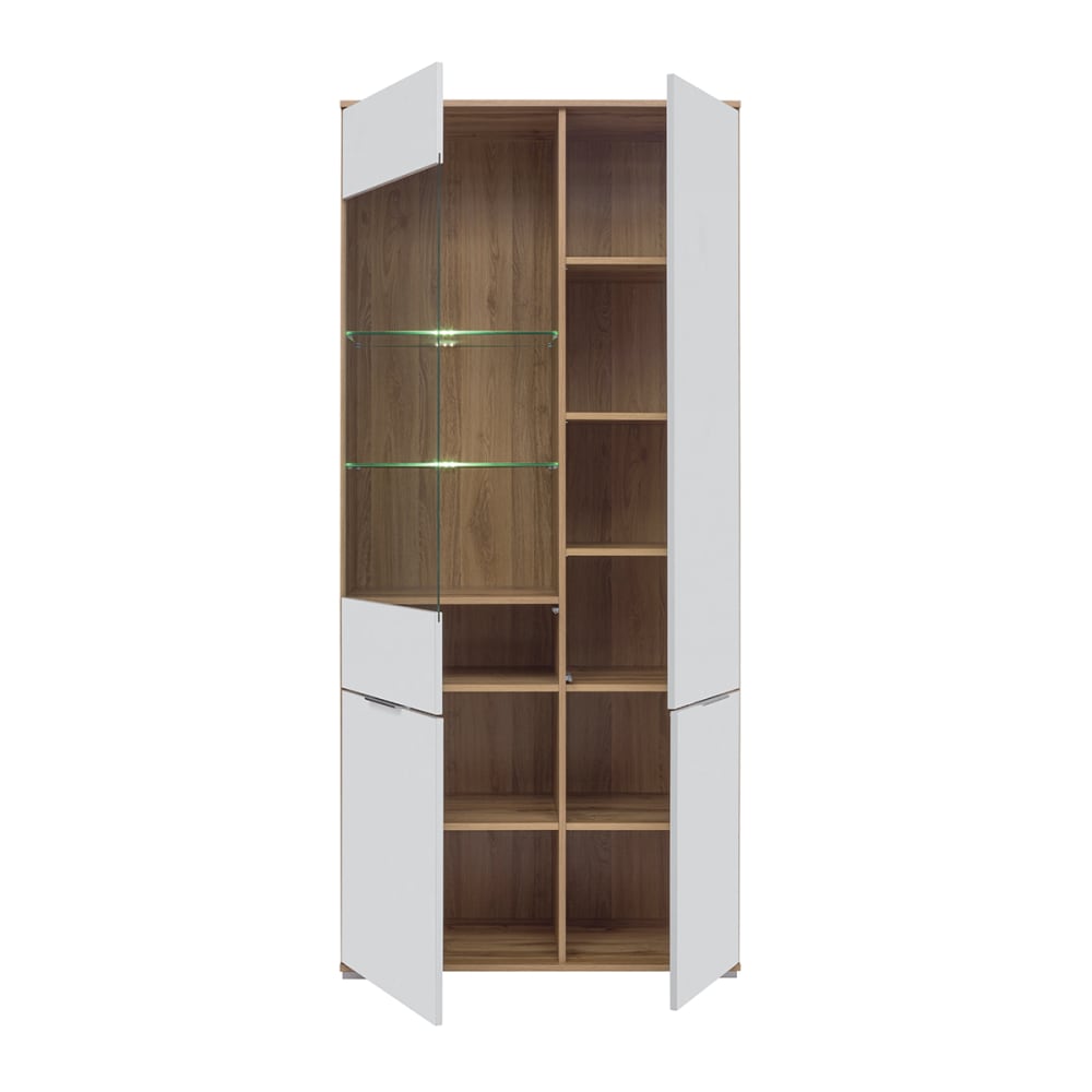 Vaisselier 4 portes stratifiés blanc et bois